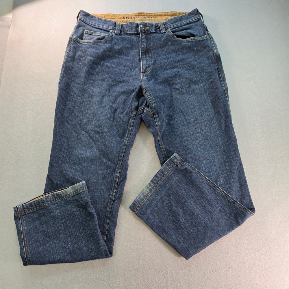 Duluth Trading Co Flex Ballroom Jeans Mens 37x32 Relaxed Fit Blue Denim Workwear